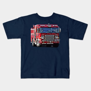 Fire Engine Turning the Corner Kids T-Shirt